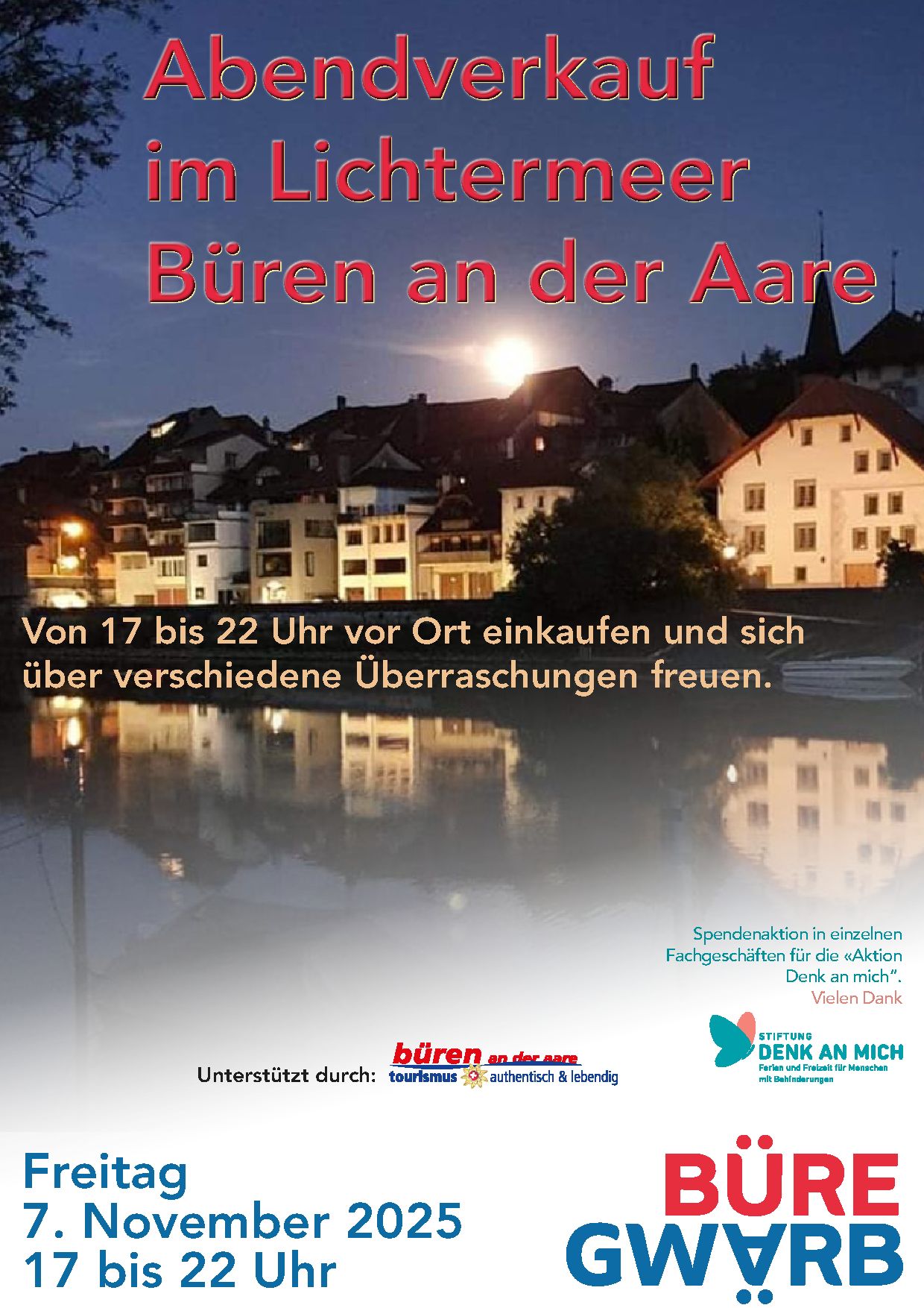 Abendverkauf im Lichtermeer Büren an der Aare